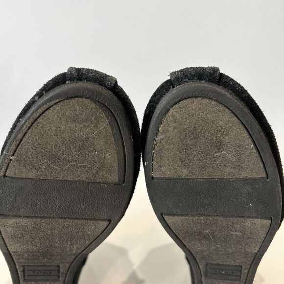 TOMS Boots Womens 8 Desert Bootie Black Suede Wedge Heel Lace Up Comfort Ankle - Picture 9 of 12